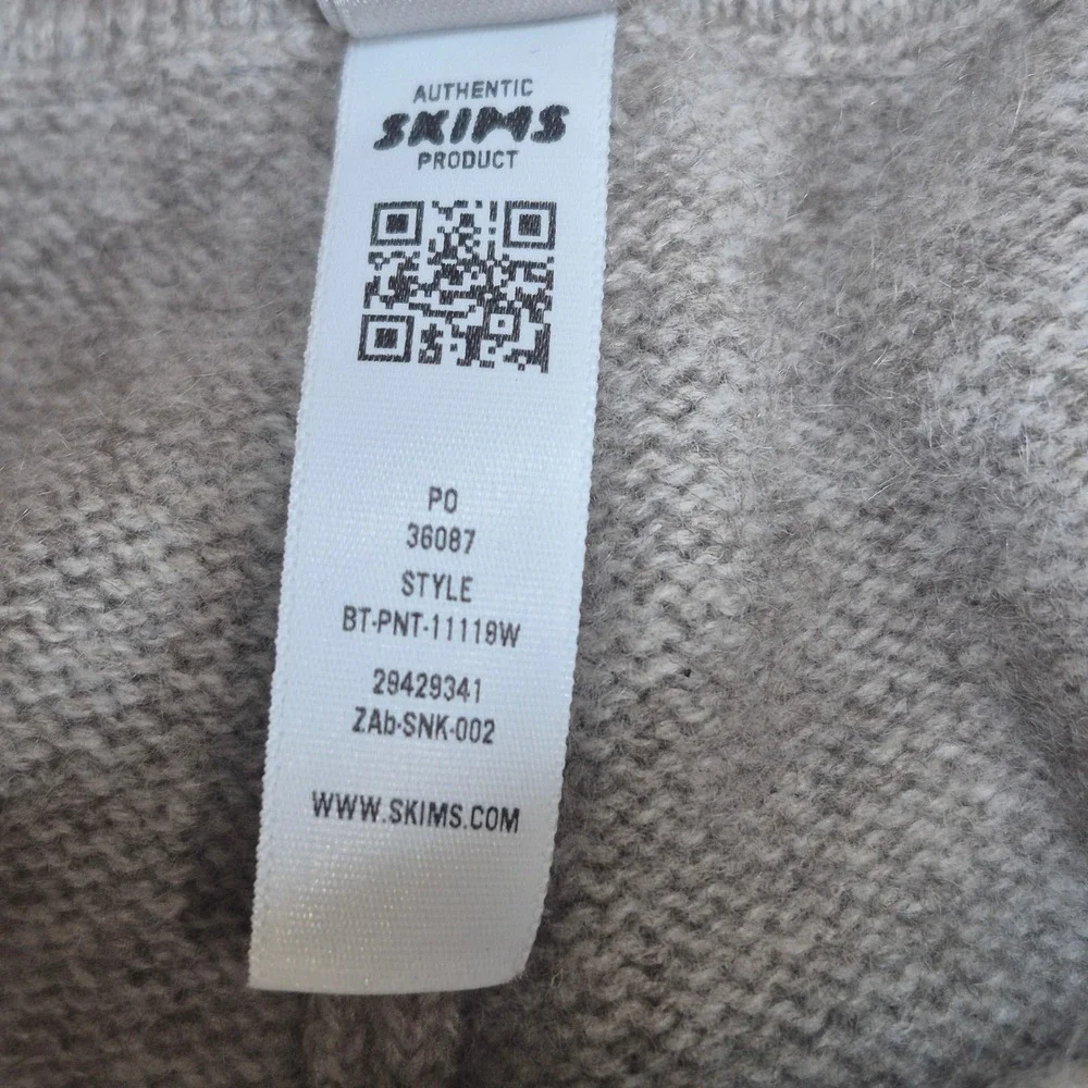SKIMS Wool Cashmere Foldover Pants Womens Medium Taupe Wide Leg Cozy Lounge